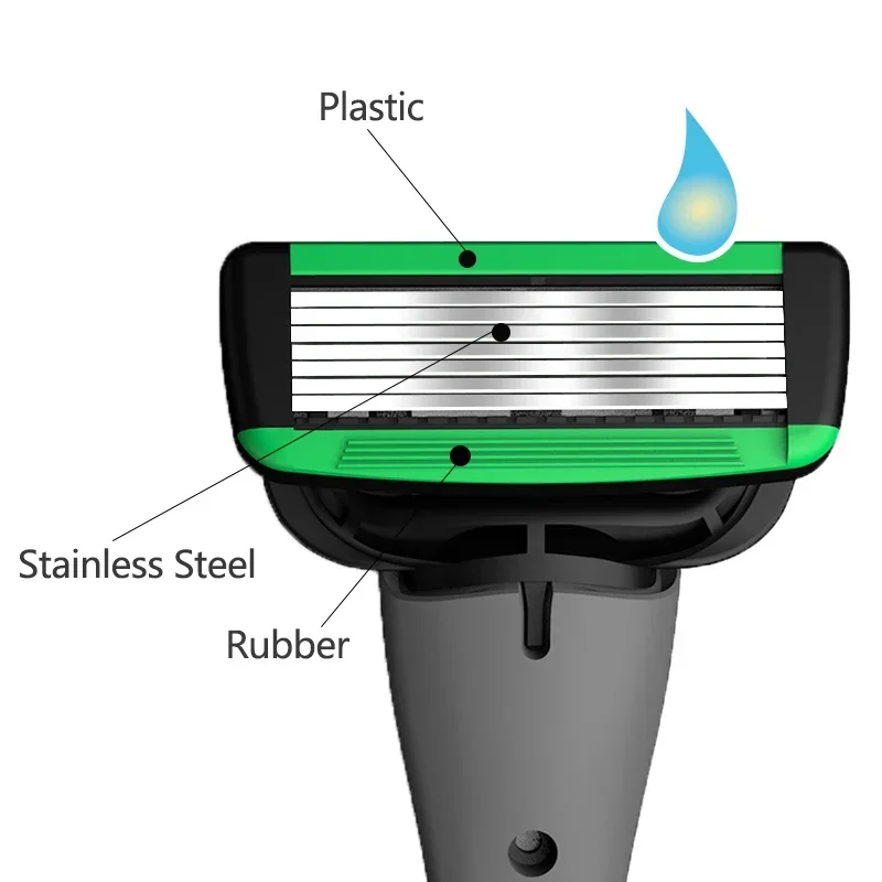 Men's 7-Layer Manual Razor Shaving Set with Replaceable Blades Hair Removal Razor Knife No Skin Damage