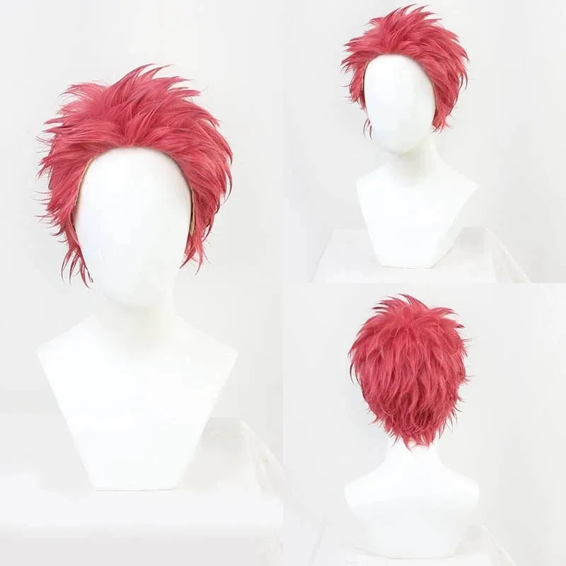 

Anime Akaza Cosplay Wig Short Red Akaza Wigs Heat Resistant Synthetic Hair Halloween Party