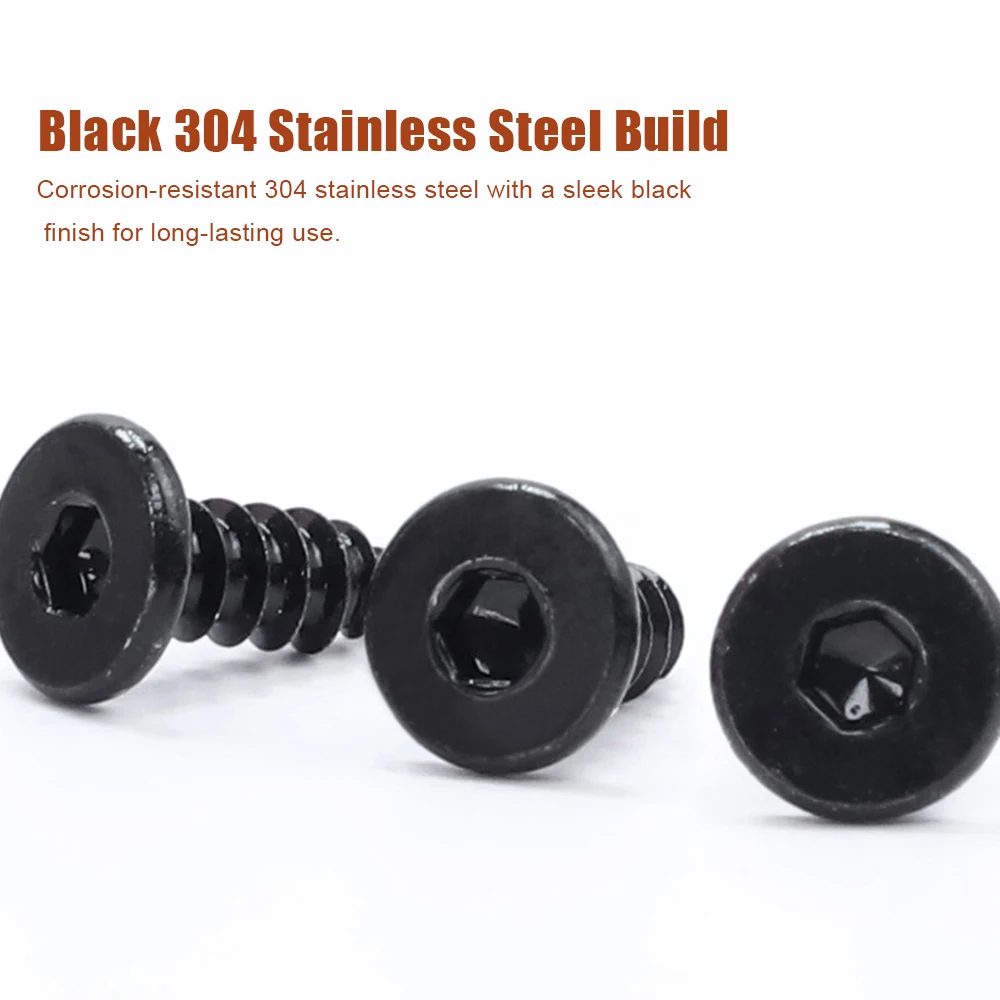 Black Stainless Steel Hex Ultra-Thin Flat Wafer Head Self Tapping Screw M2 M2.6 M3 M4 M5 M6 M8 Allen Socket Low Head Wood Screws