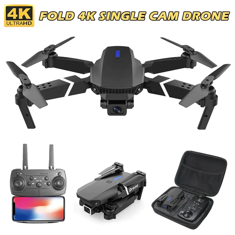 Для 2026 Новый E88 WIFI FPV Дрон Широкоугольный HD 4K/1080P Камера Удержание высоты Складной квадрокоптер RC Вертолет Игрушка в подарок