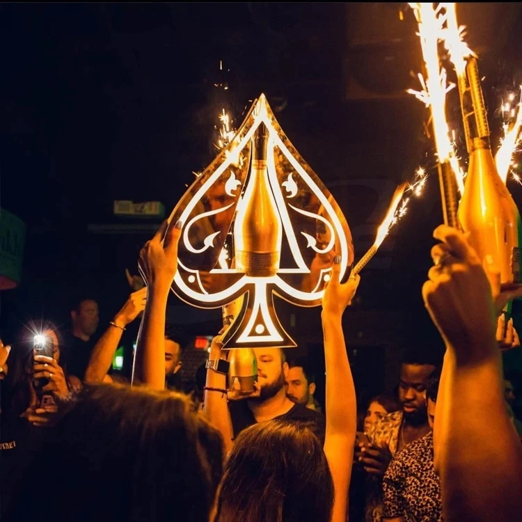 Custom NightClub bar Ace of spades Champagne Bottle Presenter Serving Trays Gold Armand de brignac Bottles Glorifier VIP Service