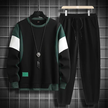 2024 wiosenno-jesienne czarne dresy do biegania męskie komplet bluza spodnie dresowe do biegania sportowe Oversize 4XL