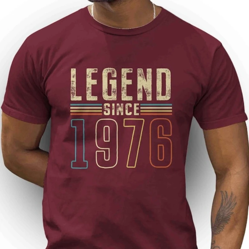 Legend Since 1976 Birthday T-Shirt Vintage 50th Bday Gift All-match Fashion Casual Regular Short Sleeve Printed T-shirt Tops