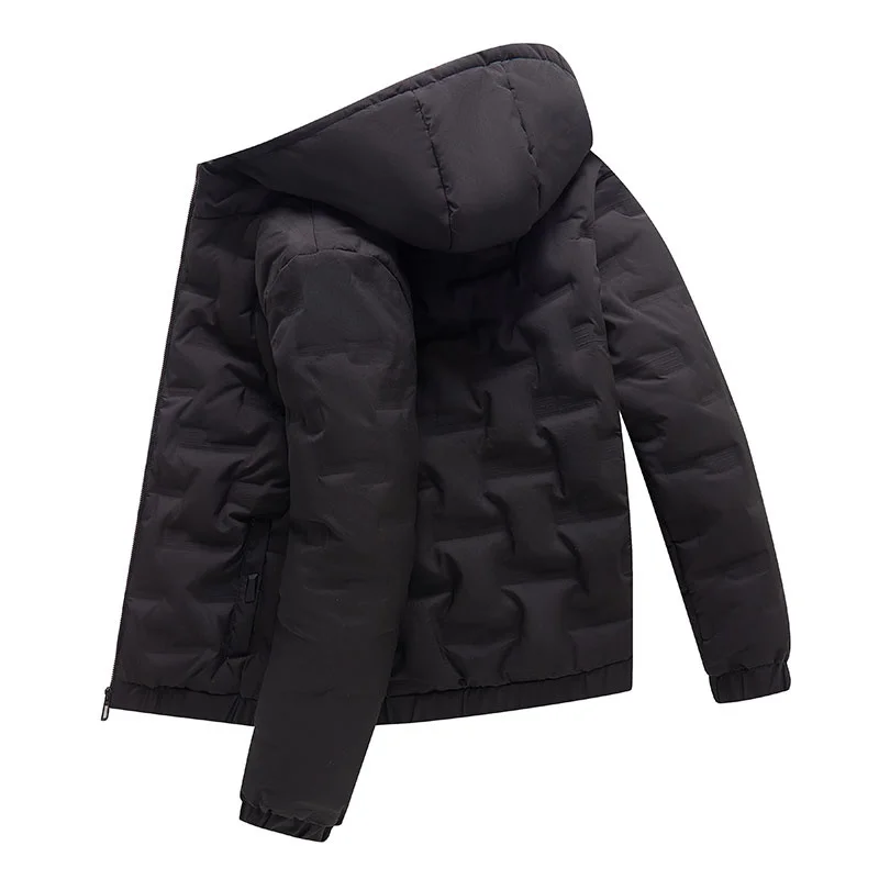 Neue 2023 Winter Männer Jacke Mit Kapuze Mantel Baumwolle Parkas Männlichen Wasserdichte Streewear männer Warme Kleidung Einfarbig Größe 4XL 5XL