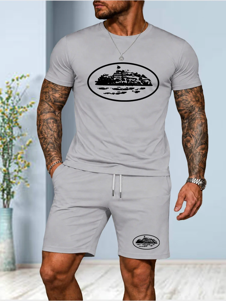 2026 Summer New Small Boat Printed Two-piece T-shirt and Shorts Loose Round Neck Breathable Half Sleeve Casual Fashion Brand view 6