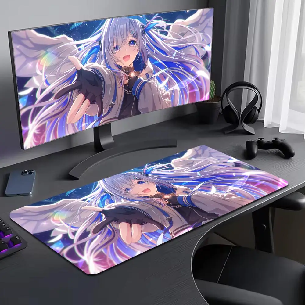 

Hololive Amane Kanata Mouse Pad Large Computer Mouse Pad Office Accessories XXL Pc Gamer Non-slip Deskmat Mousepad Keyboard