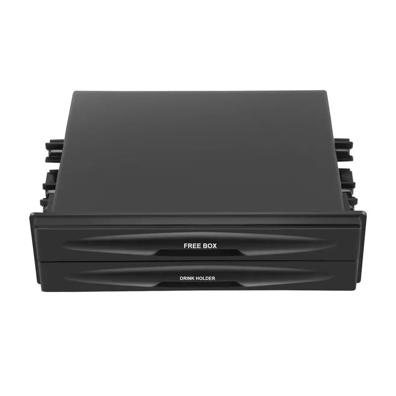 

A85E-Car Auto Single Din Radio Pocket, Universal Cd Radio Pocket Drink Cup Holder Storage Box Black