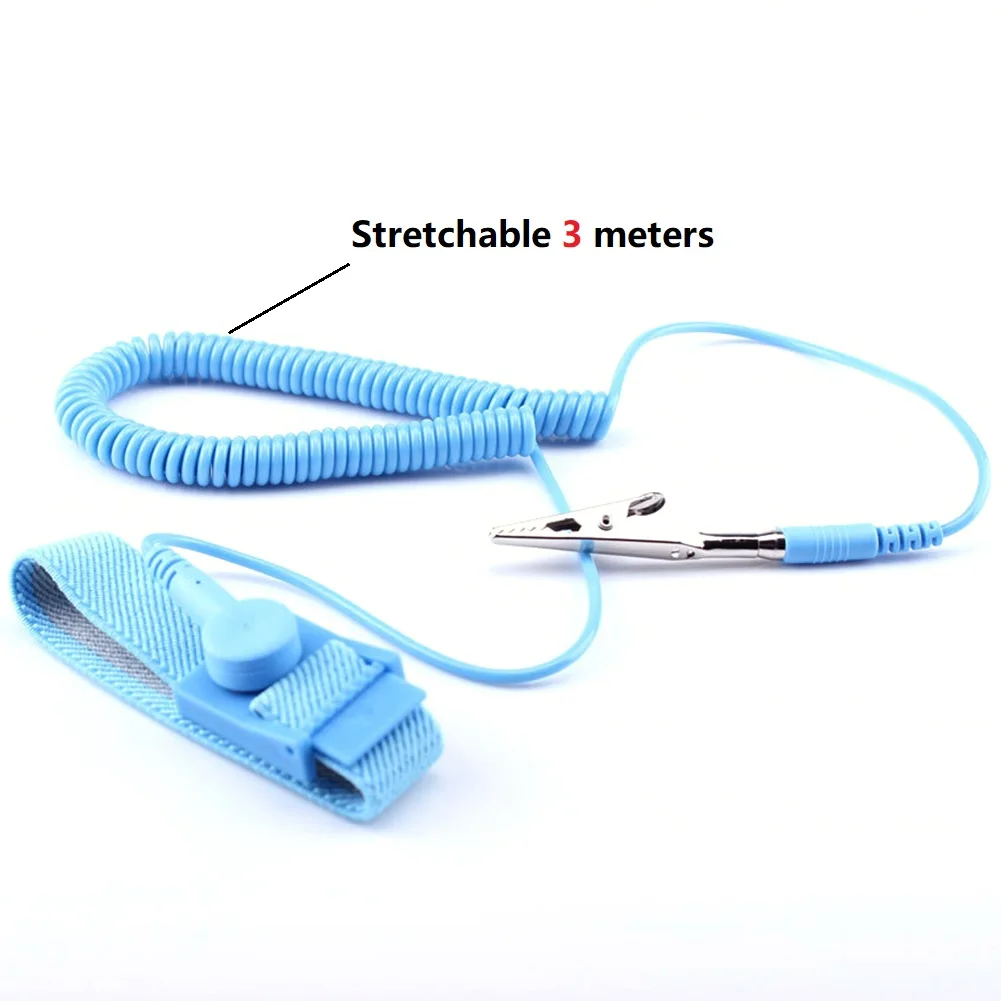 Corded AntiStatic Wrist Strap 3Meter with Grounding Clip for Electrostatic Discharge Protection and Static Shock Prevention