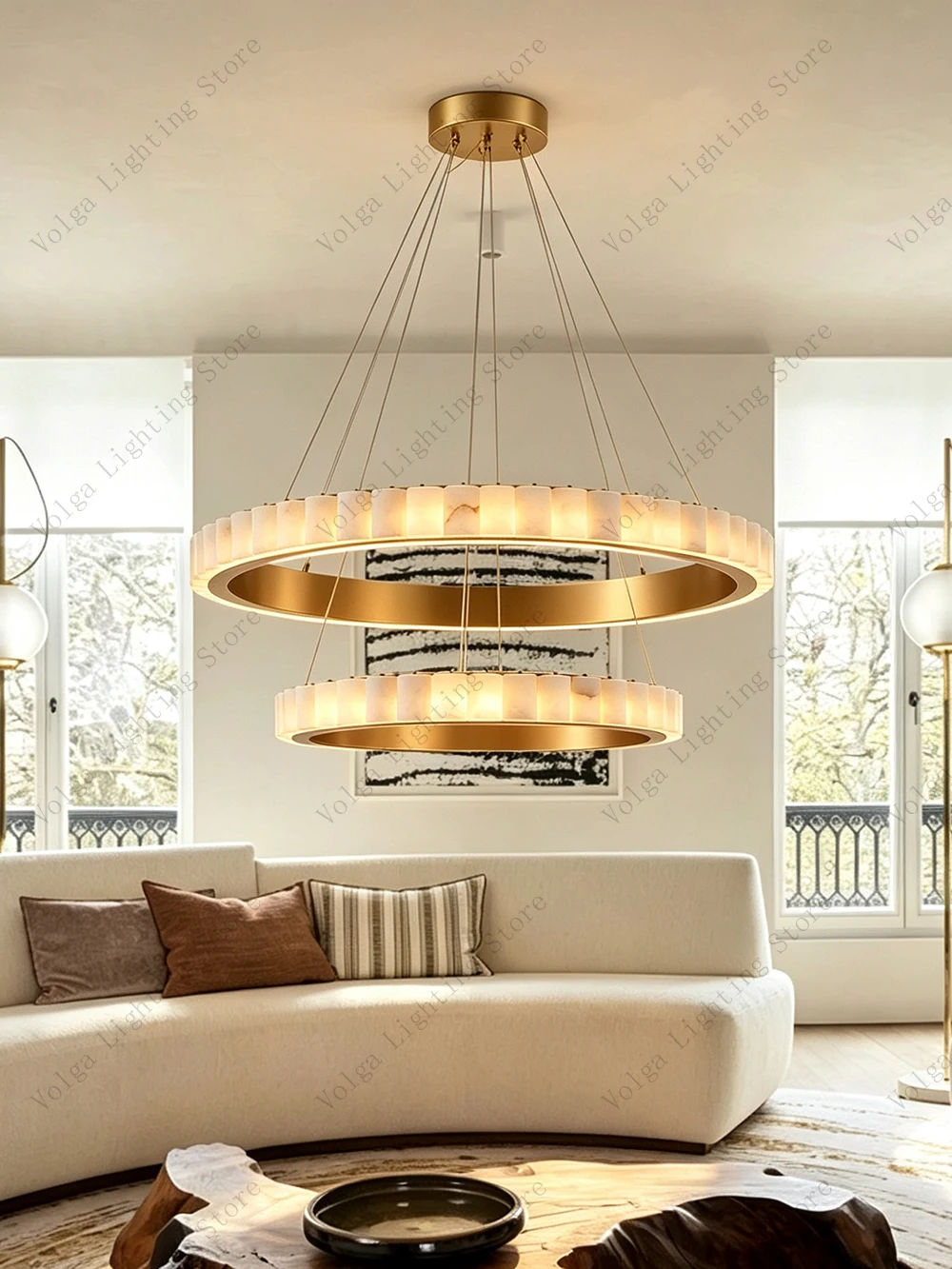 Classic Marble Life Chandelier Lighting Luxury, Suspension Luminaire Alabaster Lampshades Chandeliers for Living Room