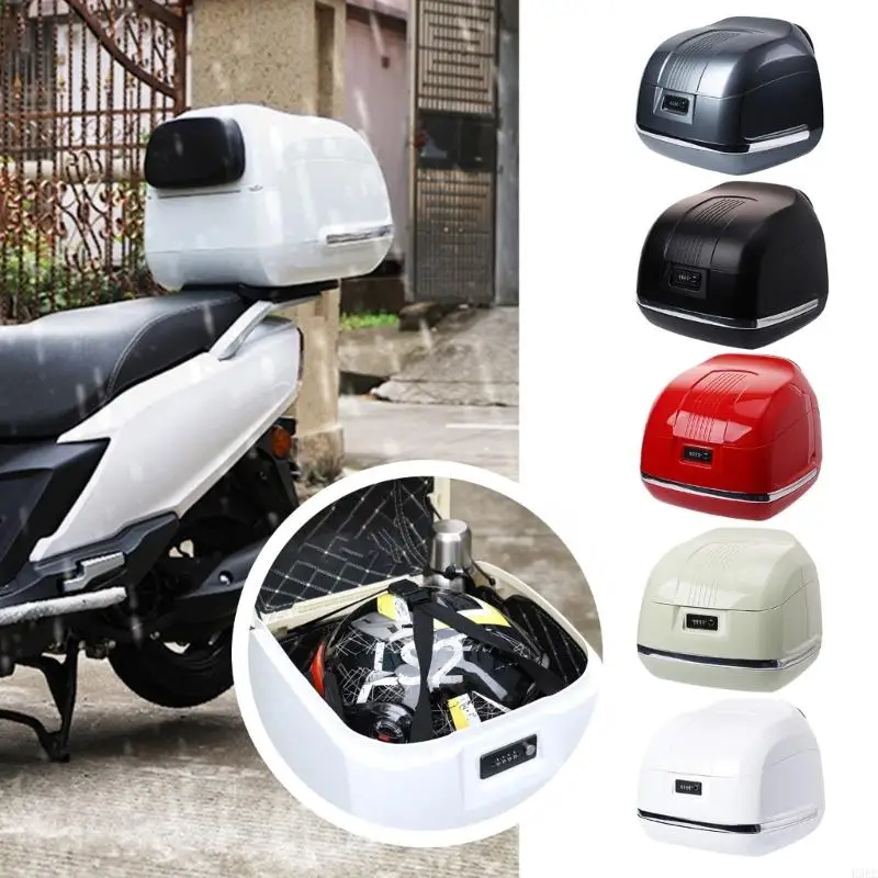 

35L Motorcycle Trunk With Removable Backrest And Built In Combination Lock For Scooter Bike Storage Anti Theft Design H9EE
