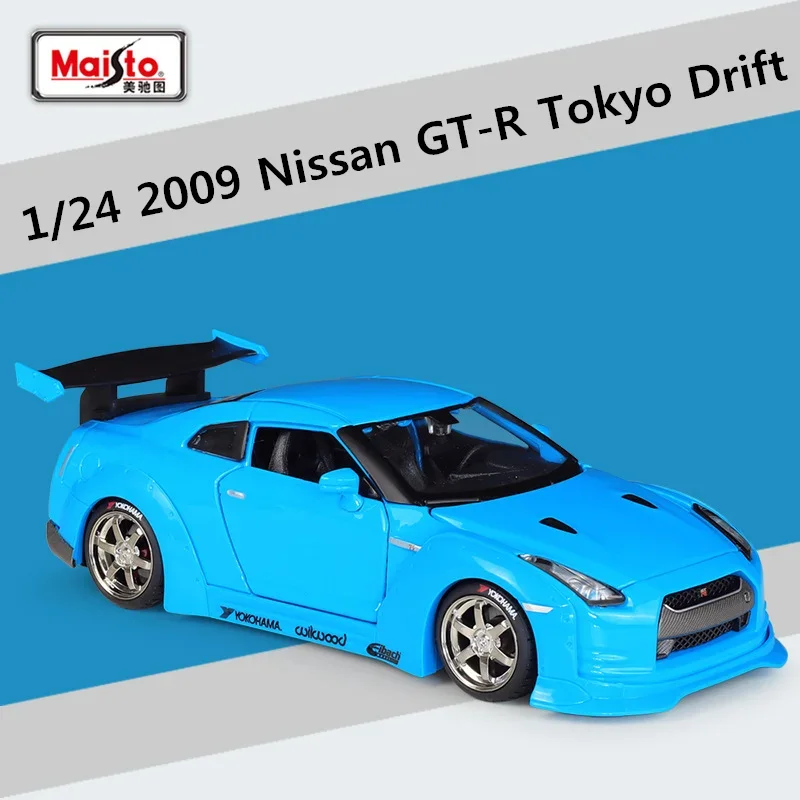 Maisto-nissan gtr tokyoドリフト合金スポーツカーモデル、ダイキャストメタル、レーシングカー車両、シミュレーション玩具ギフト、1:24、2009