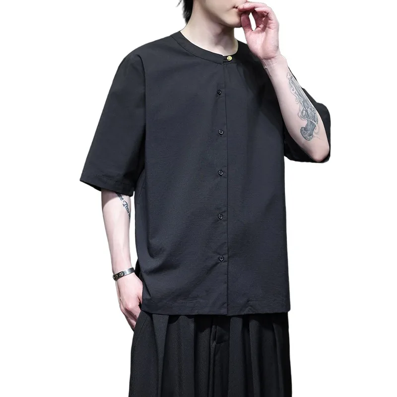 

Summer Thin Chinese Style Men's Retro Short-sleeved Shirt Large Size Trendy Chinese Shirt