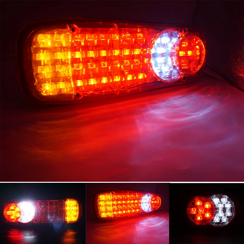Pop 1 Pair 12V/24V Waterproof LEDS Trailer Truck Lorry LED VAN Tail Light Lamp Car-Trailer Taillight Reversing Warning Brake Lig