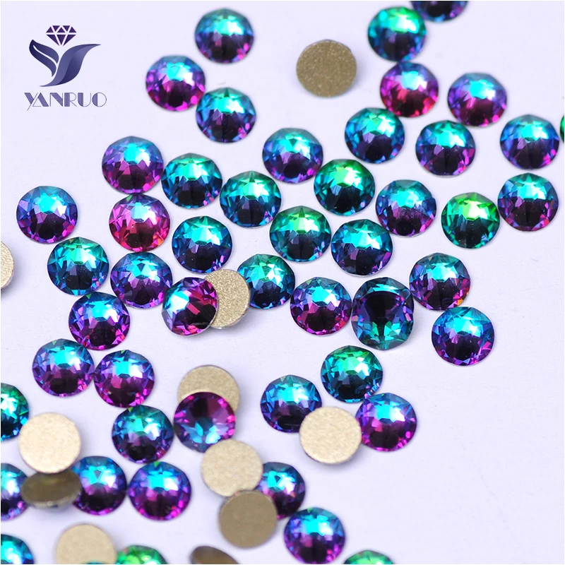 YANRUO 2088NoHF All Sizes Green Volcano Glass Rhinestones Flat Back Crystals Strass DIY Non Hotfix Nails Art Accessories