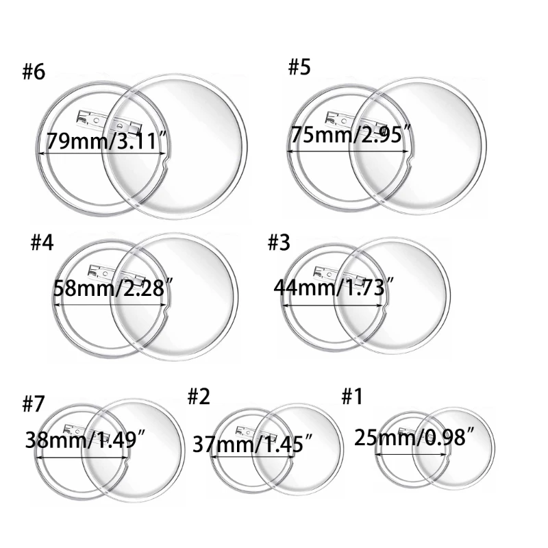 Clear Acrylic Badge Button Blanks for DIY Sewing and Badges
