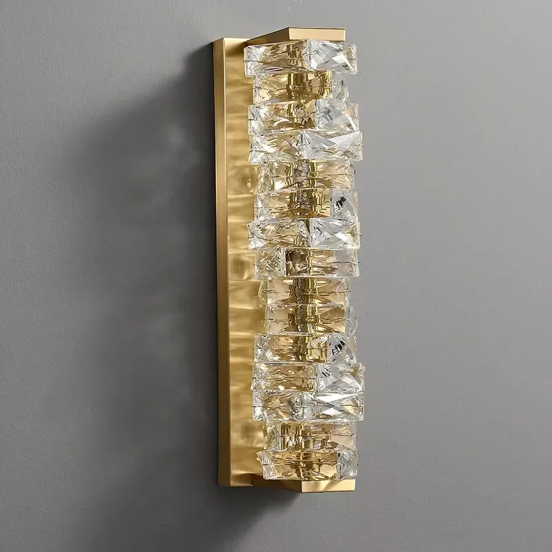 Modern Crystal Wall Lamp Creative Brass Sconce 3 Color Temperature Adjustable Indoor Lighting Fixture For Living Room Bedroom