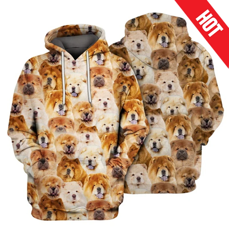 3D Printed Cute Dog Sweatshirt For Men Animal Pets Pattern Hoodie Long Sleeved Pullovers Spring Autumn Hooded Clothes Funny Tops