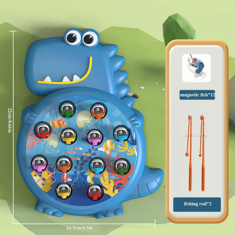 Dinosauro Giocattoli da pesca magnetici semplici Gioca con canna da gioco Giocattoli per bambini Baby Montessori con asta Regalo educativo per bambini senza rotazione