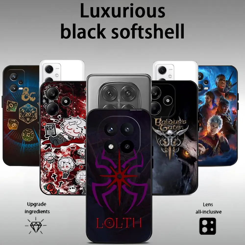 Baldurs Gate 3 Game Cool Phone Case For Xiaomi Redmi Note 14 13 12 11 Pro Plus S 5G 14C A3 Soft Black Phone Cover