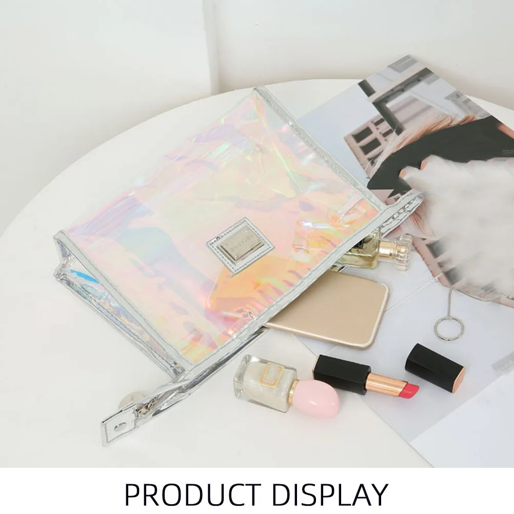 

Waterproof Toiletry Bag Zipper Makeup Pouch Compact Pvc Travel Cosmetics Portable