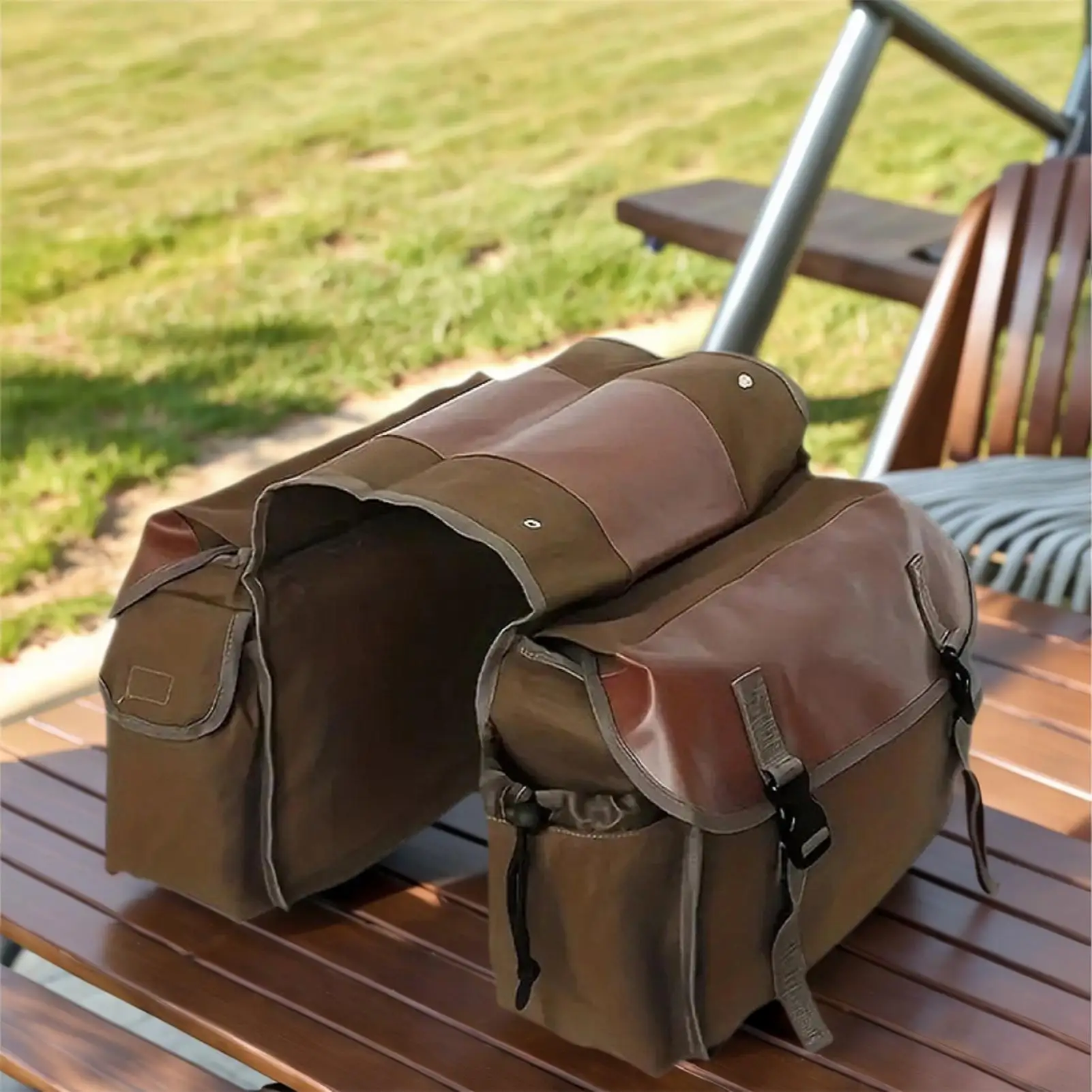 

Bike Saddle Bag Waterproof Canvas Organizer Bike Rear Rack Bag For Motorbike Bicycle Scooter Biking Touring Commuting Travel