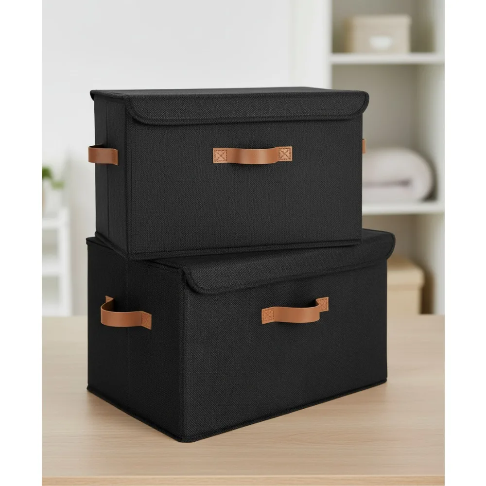 

Очень большие тканевые контейнеры для хранения с крышками, складные коробки-органайзеры для одежды и домашней организации