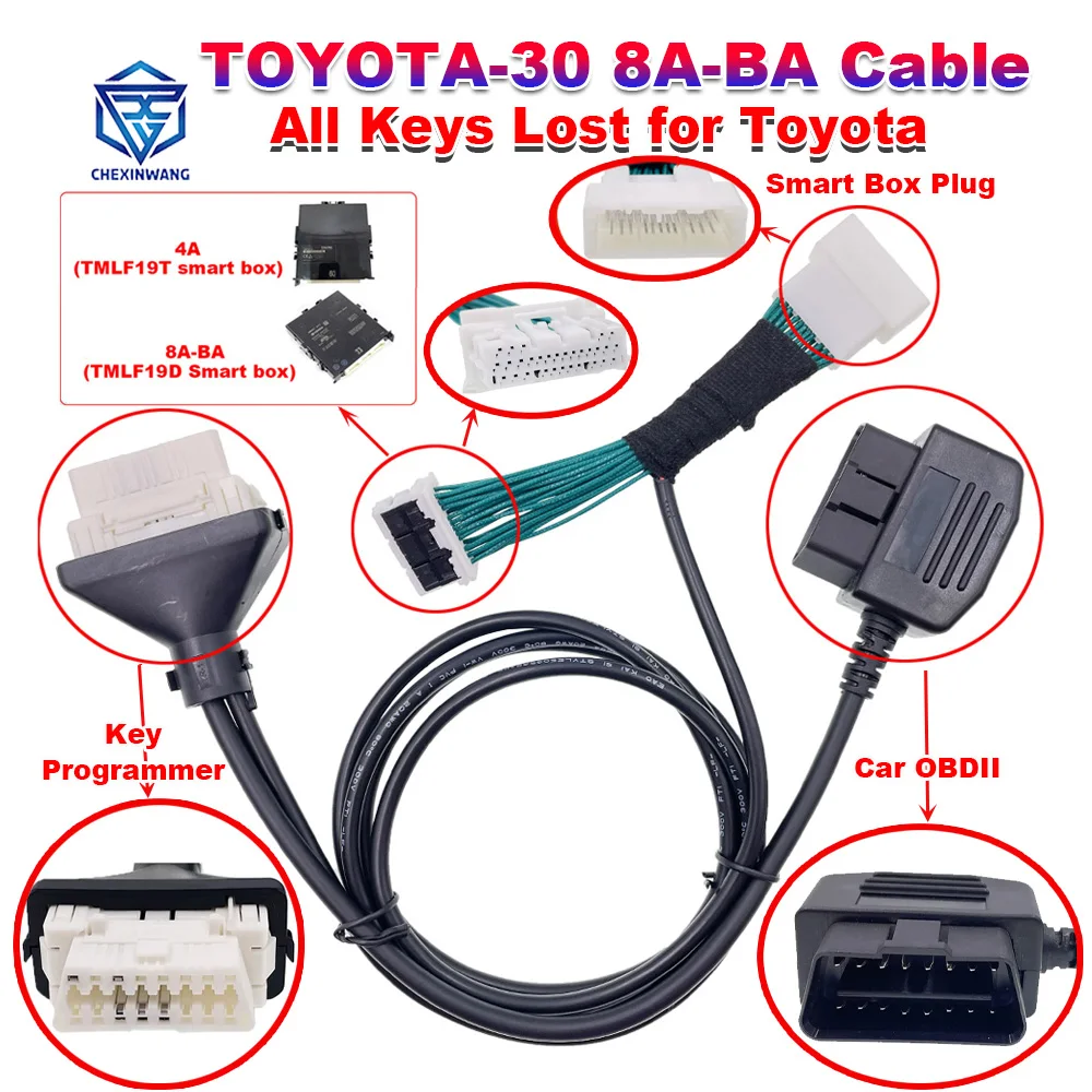 For TOYOTA-30 Cable A-30 for Toyota 8A-BA 4A Smart Key Cable for TMLF19T TMLF19D OBDSTAR Autel IM508 IM608 K518 Xhorse Key Tool