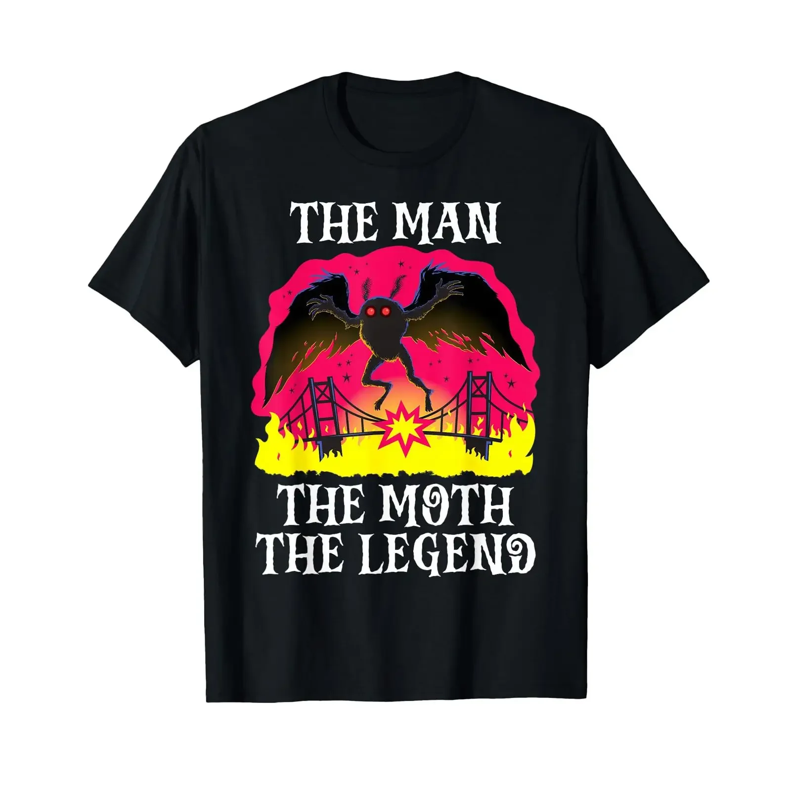 The Man Moth Legend Mothman Folklore Creepy Cryptid T Shirt vintage Washed fashion Slightly streetwear Breathable Stretched