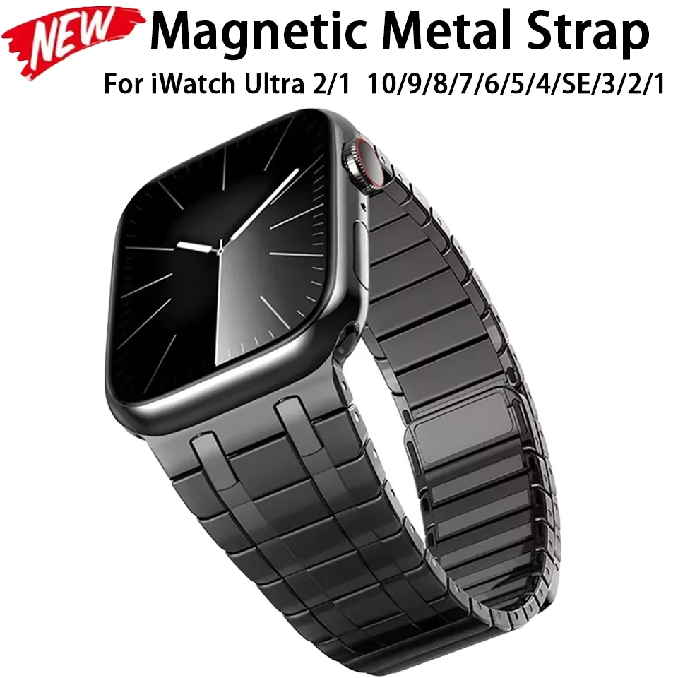 

Magnetic Metal Strap For Apple Watch Ultra 2 49mm 10 46mm 42mm 9 8 7 45mm 41mm Luxury Stainless Steel Wristband iwatch 6 5 4 SE