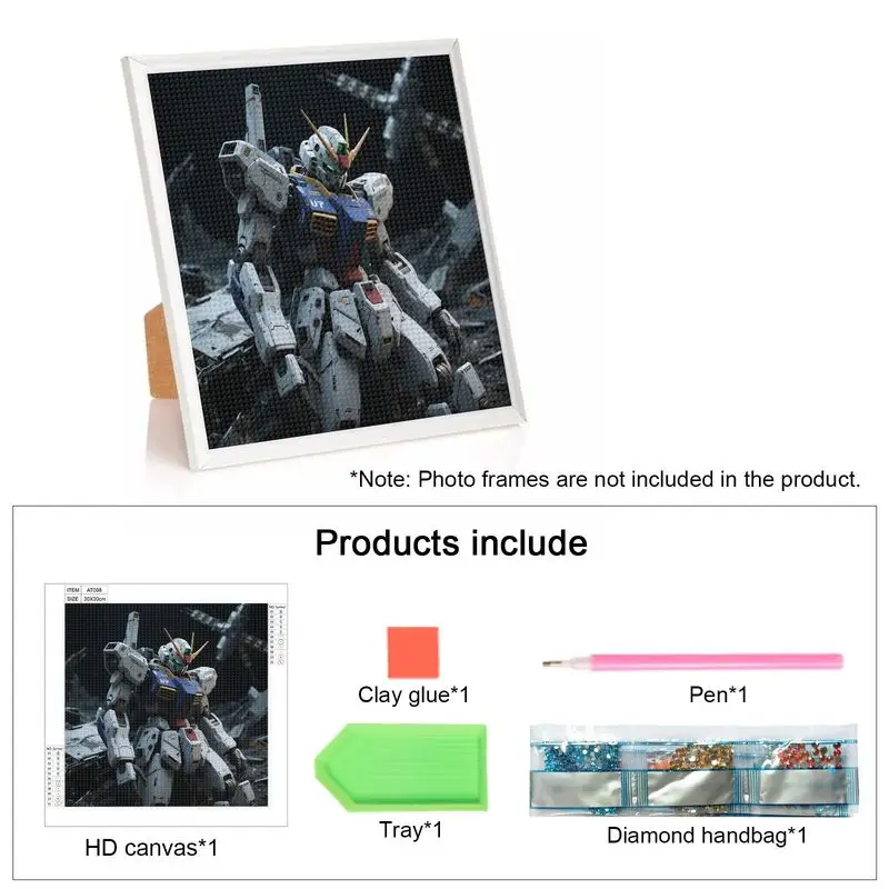1 Set Kit di pittura diamante 5D fai da te, trapano completo Gundam Robot Mecha Anime Diamond Art Craft per adulti Bambini, macchina da guerra di fantascienza Wal
