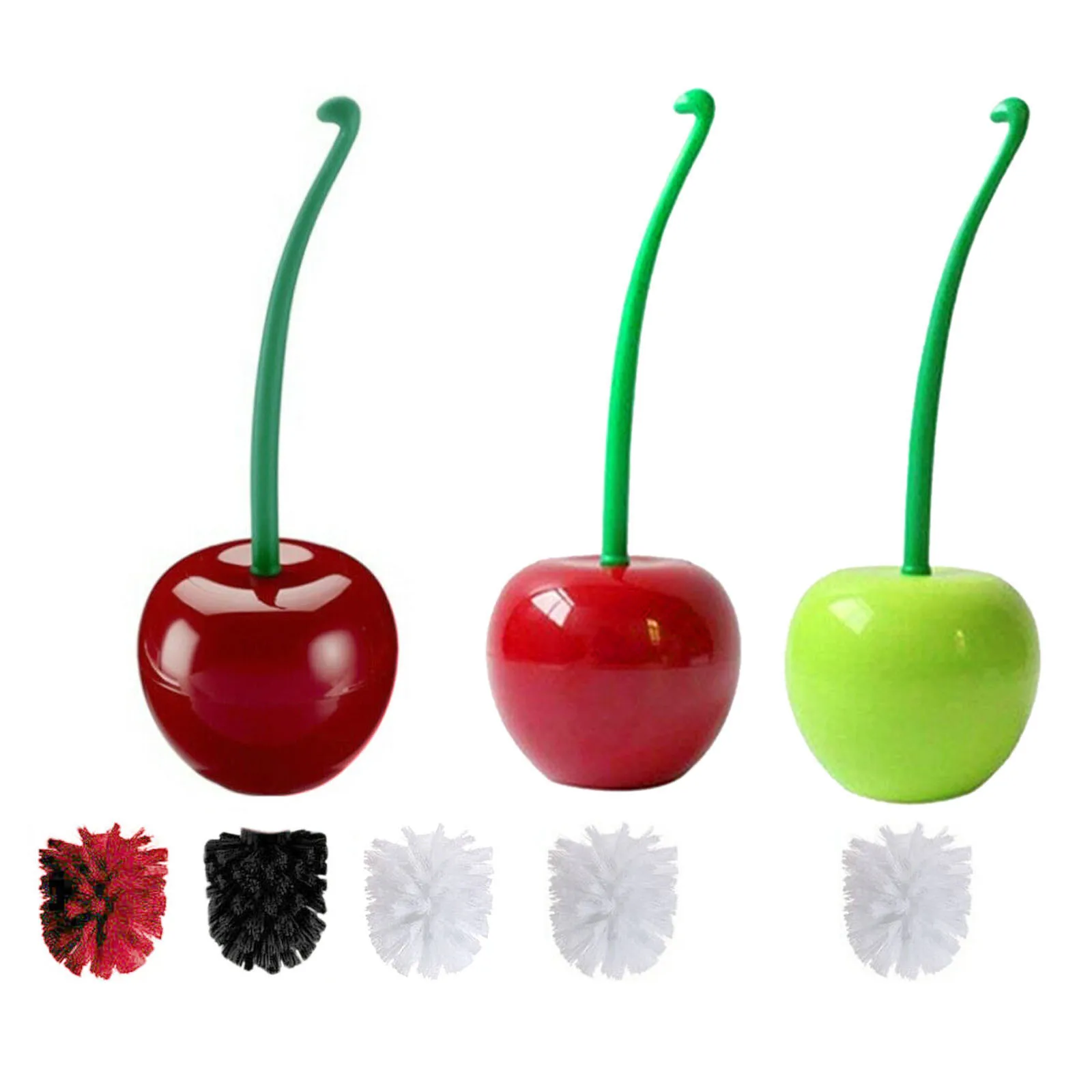 Creative Toilet Brush Set Cherry/Apple shape Brush Lovely Cute Scrub Thick Head Thoroughly Clean commode Wine Red Green White