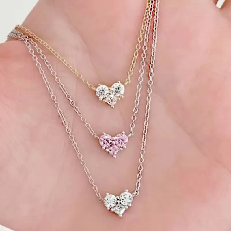 

Настоящее серебро S925, ожерелье в форме сердца, женское блестящее ожерелье с подвеской в форме сердца, женские роскошные ювелирные изделия, блестящий циркон 5А