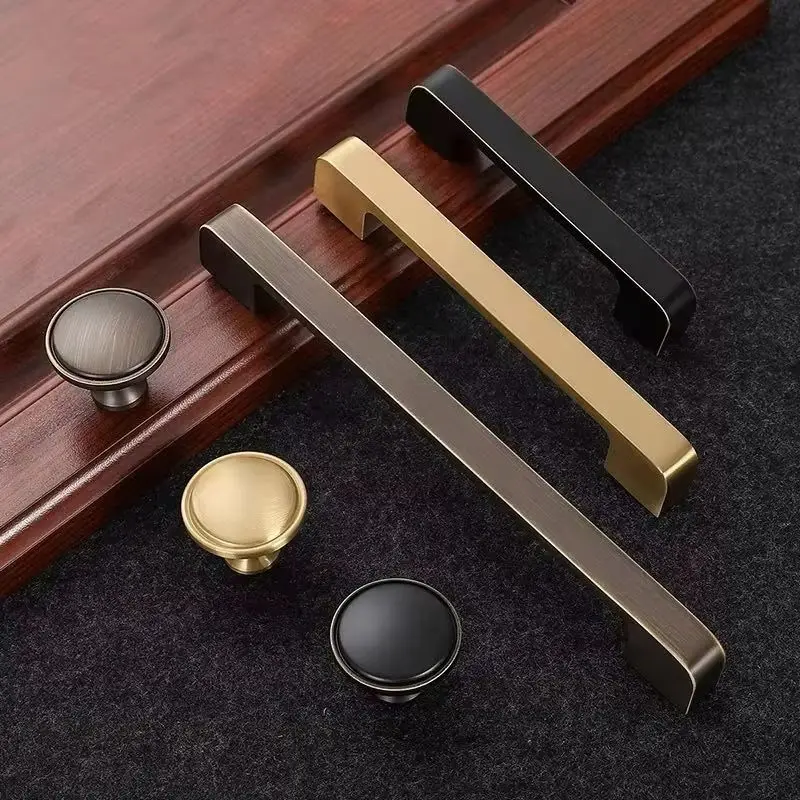Retro 4PCS European Solid Pure Brass Furniture Handle Drawer Pulls Cupboard Wardrobe Kitchen Dresser Show TV Cabinet Pulls Knobs
