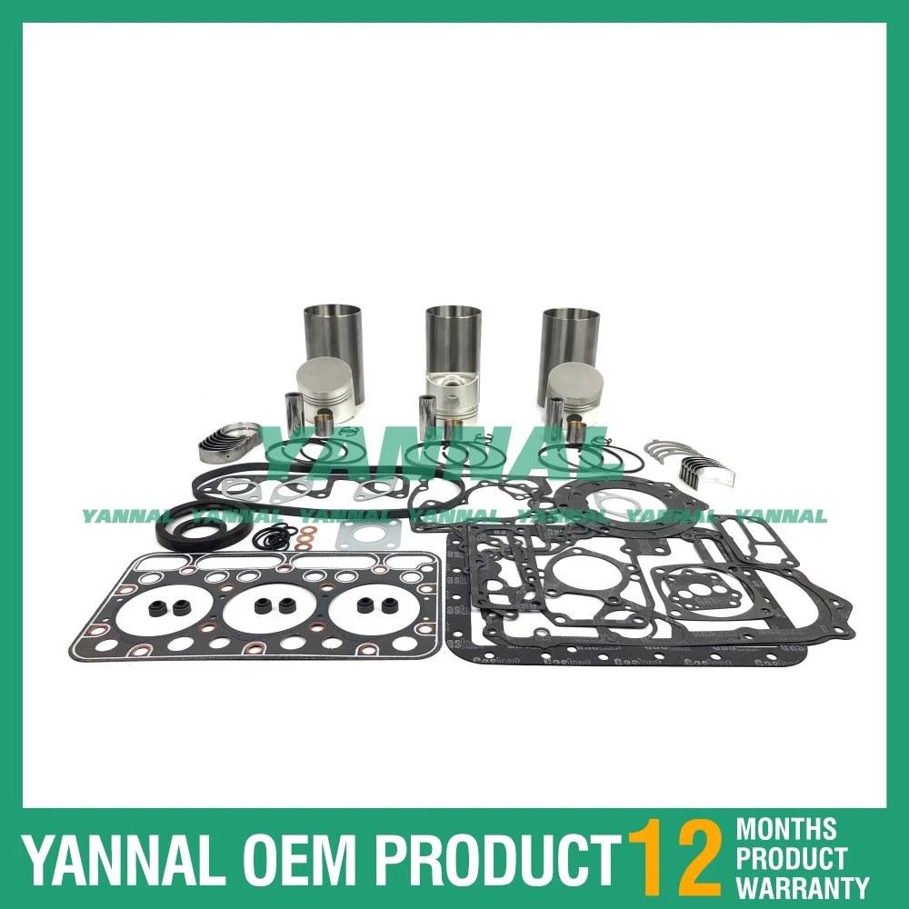 Cylinder Liner Kit With Gasket Set Bearing For Kubota D1301 Excavator Engine Parts