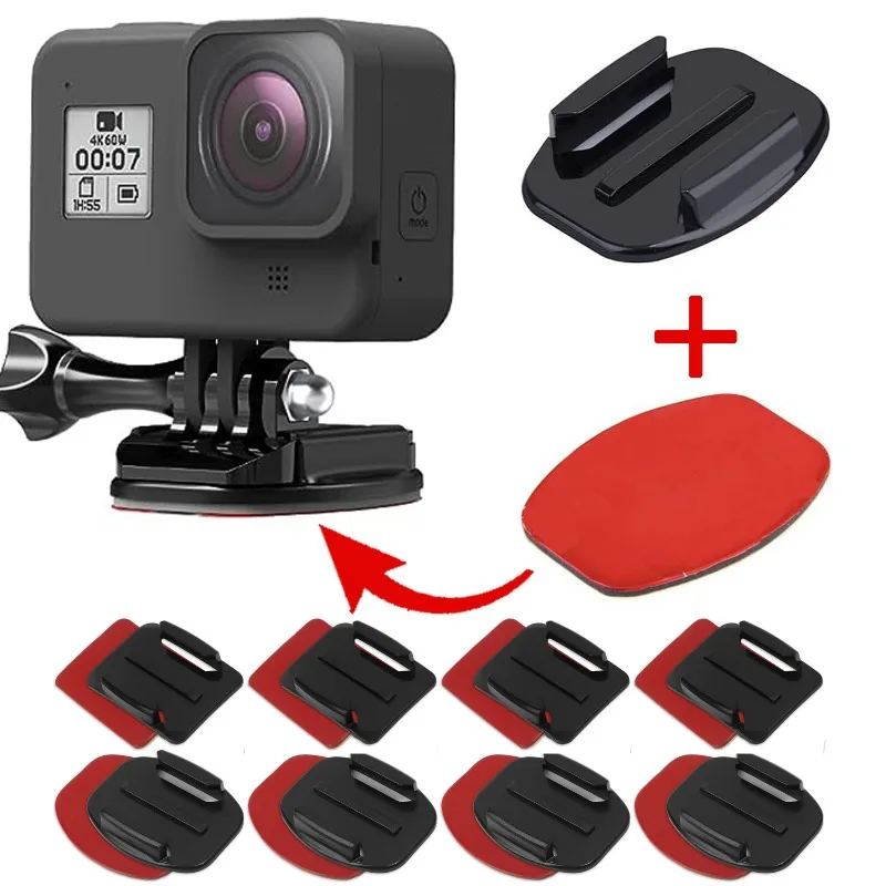 Self Adhesive Helmet Camera Mounts for GoPro Hero 11 10 Curved Flat Holder Base Bundle Sticky Pads Tape Mount Camera Accessories