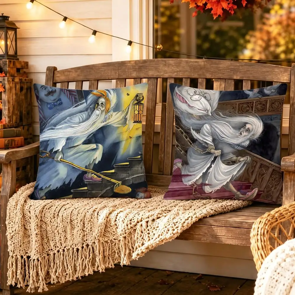 Story The Canterville Ghost Cushion Cover Pillow Short Plush Scary Creepy Cushion for Living Room Sofa Halloween Holiday Gift