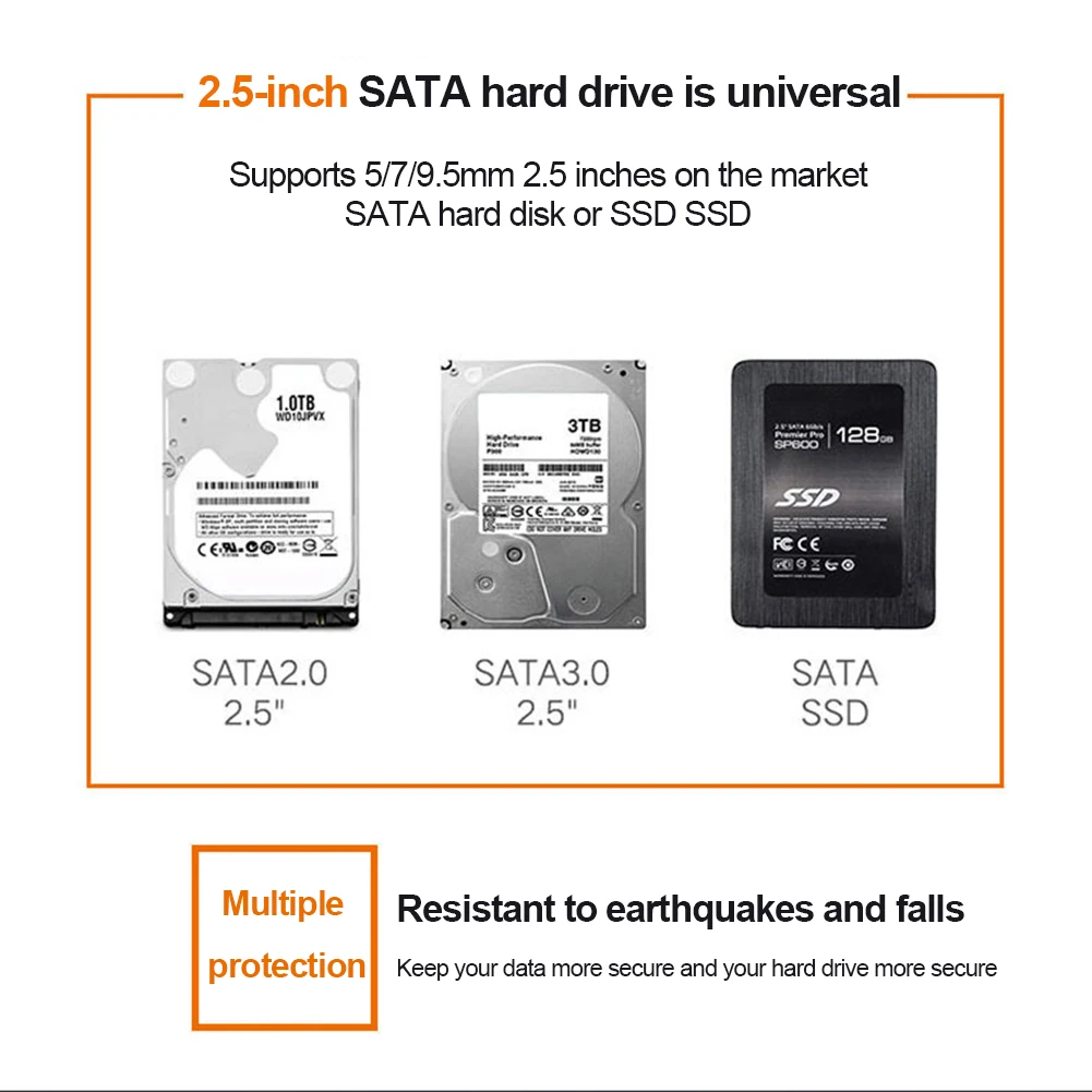 قرص صلب خارجي للكمبيوتر المحمول المحمول ، حافظة SSD ، واجهة نقل USB 3.0 ، كابل USB مدعوم ، قدرة 500GB ، 2.5"