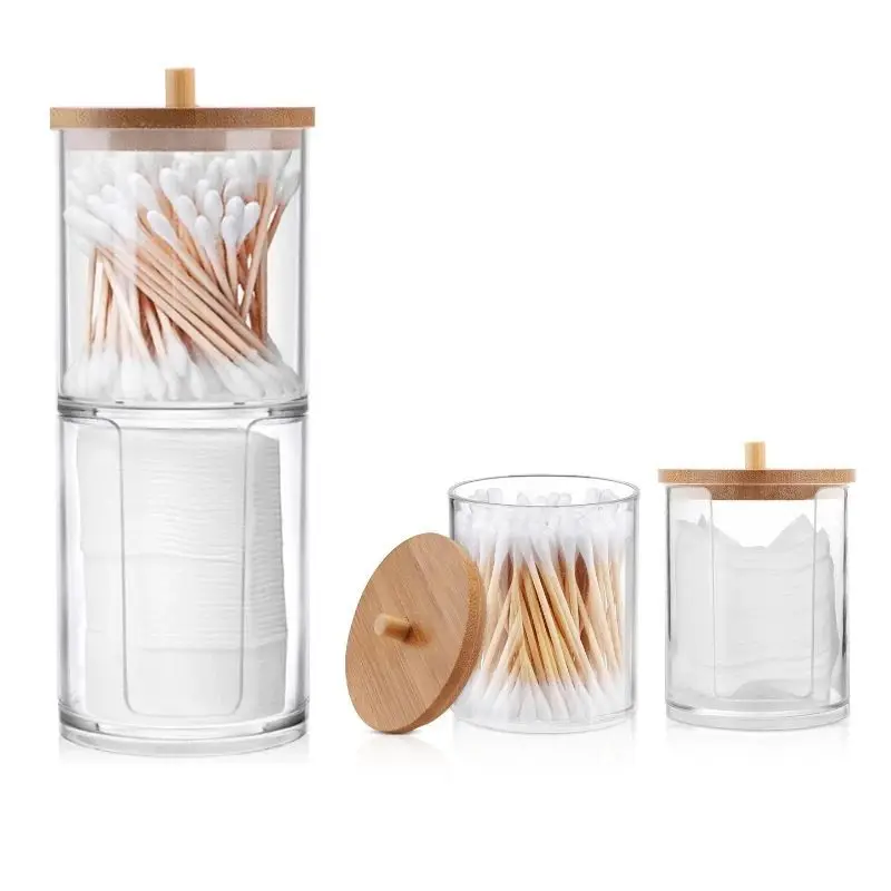 Clear Cotton Swab Dispenser Plastic Ear Stick Swabs Holder Square Toothpick Container Bathroom Countertop Storage Box