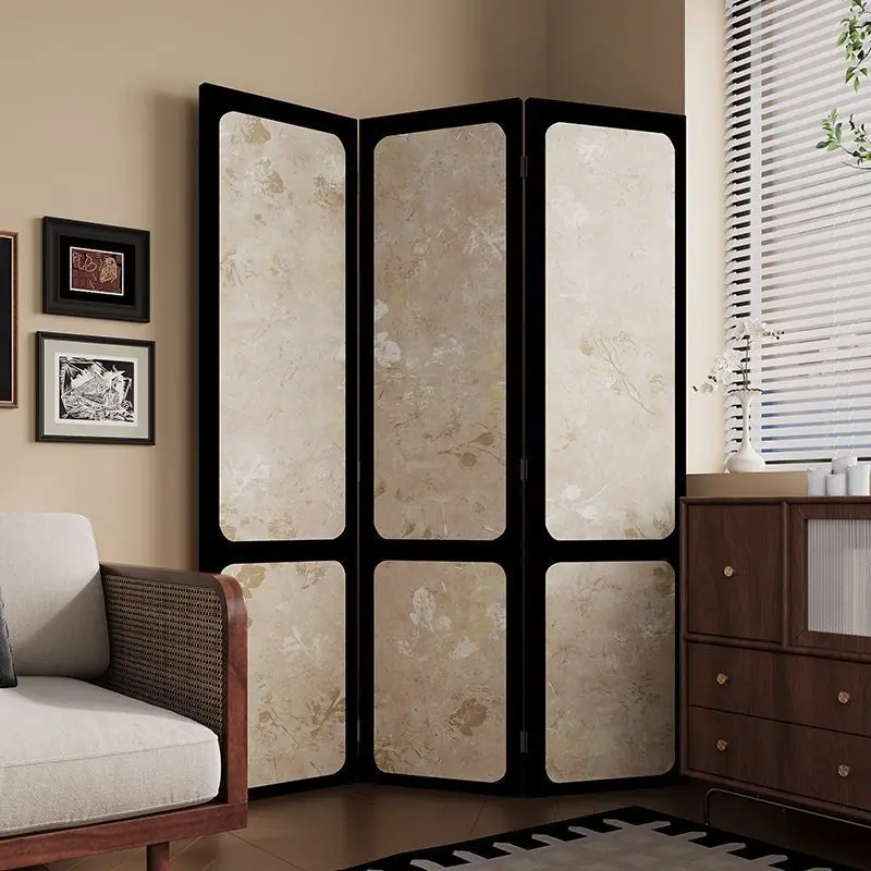 French screen partition medieval flower living room dining room sofa background entrance screen mobile folding cover decoration view 4