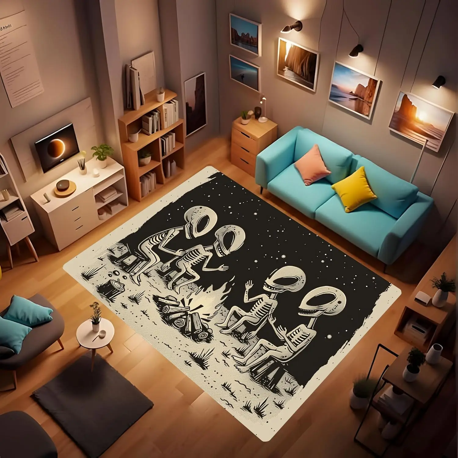 Cartoon Alien Home Decoration Carpet, The Appearance of Aliens Makes People Have a Deeper Understanding of The Universe and Feel