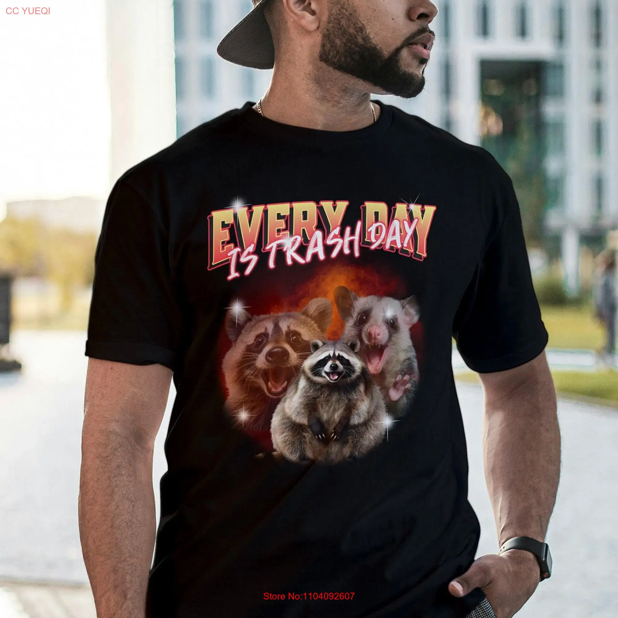 Funny Raccoon T Shirt Possum Every Day Is Trash Opossum Gag Animal Meme 90s Dark Humor Joke long or short sleeves