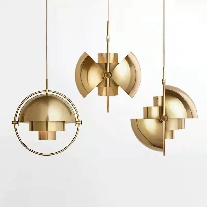 Danish Designer Led Pendant Light Gold Deformable Iron Hanging Lamp for Dining Room Kitchen light Home Decor Lighting Fixtures
