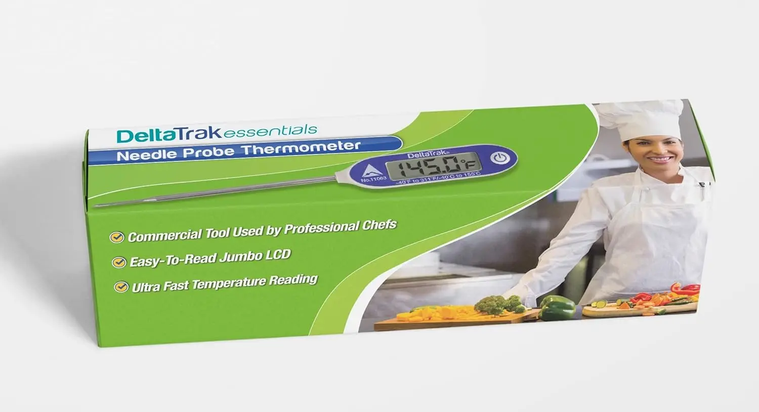 DeltaTrakessentials 11063 Termometro con sonda ad ago con display Jumbo FlashCheck automatico