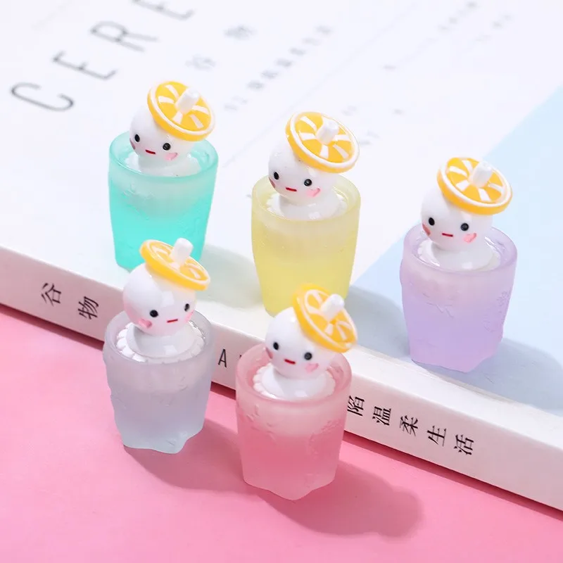 

Resin Luminous Snowman Shake Decoration Accessories 10pcs MIX Kawaii Lemon Snowman Drink Resin Cabochons for DIY Handmade Crafts