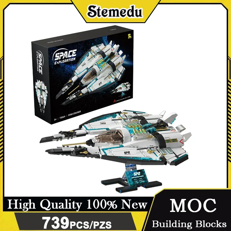 739pcs Galaxy Starship Bouwsteen Set Space Battle Explorer Starfighter Model Kits Met LED Licht STEM Speelgoed Gift Kids volwassenen