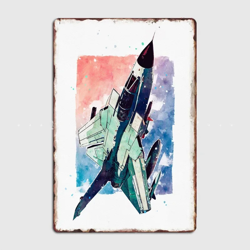 Panavia Tornado Watercolor  Painting Artistic Wall Decor with Characters and Scenery for Home and Bar