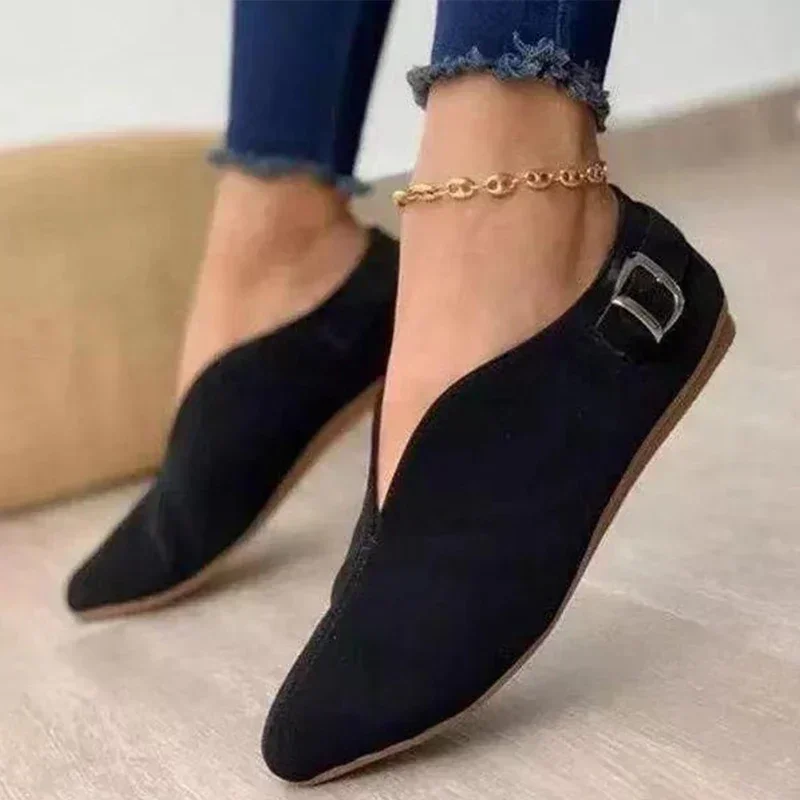 Women Loafers Retro Pointed Toe Suede Flat Shoes Summer Slip on Casual Shoes Female Feetwear Zapatos De Mujer Plus Size 35-43