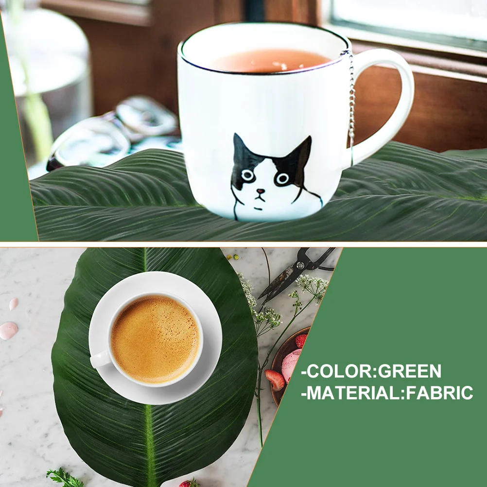 

8Pcs Banana Leaves Placemats Heat Resistant Table Mats for Bowl Cup Pot Protection Leaf Design Home Festival Decor Mat