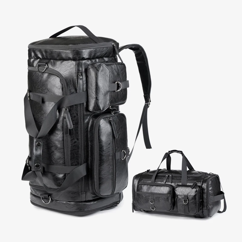 حقيبة ظهر للسفر من جلد البولي يوريثان متعددة الاستخدامات، حقيبة كتف رياضية خارجية كاجوال للرجال والنساء، حقيبة سفر للياقة البدنية في عطلة نهاية الأسبوع