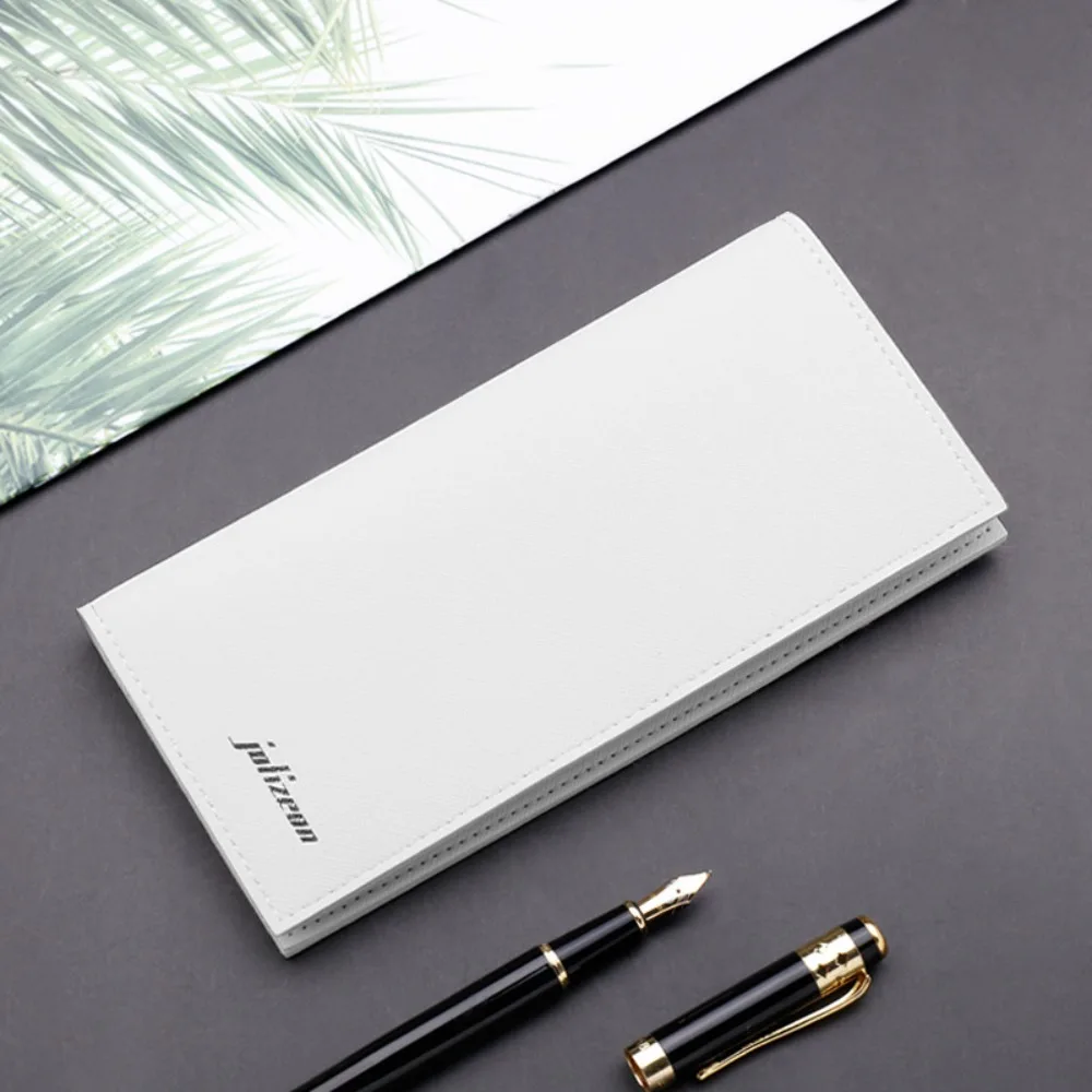 

Minimalist PU Leather Men's Wallet Black White High Capacity Multiple Pockets Long Style ID Card Holder Men Women